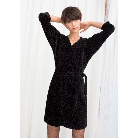 & Other Stories Velvet Zebra Wrap Dress - Picture 1 of 9